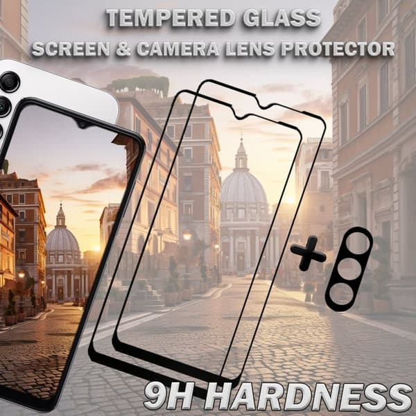 2-Pack SAMSUNG A15 Skärmskydd & 1-Pack linsskydd - Härdat Glas 9H - Super kvalitet 3D