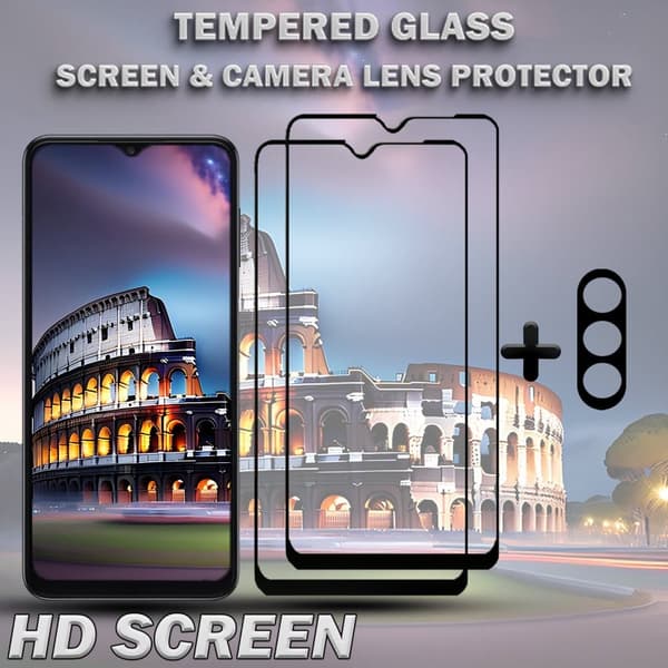 2-Pack SAMSUNG A15 Skärmskydd & 1-Pack linsskydd - Härdat Glas 9H - Super kvalitet 3D