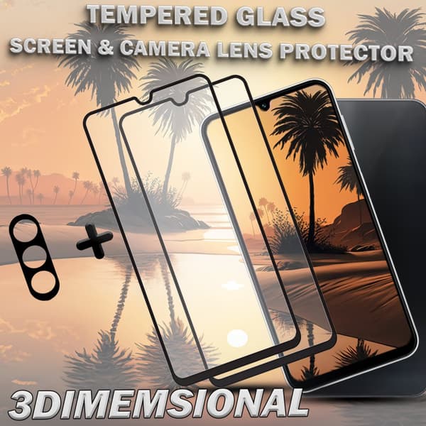2-Pack SAMSUNG A24 4G Skärmskydd & 1-Pack linsskydd - Härdat Glas 9H - Super kvalitet 3D