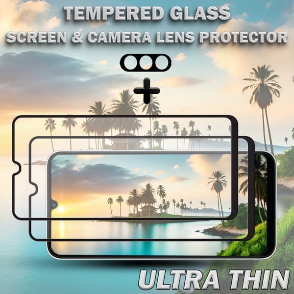 2-Pack SAMSUNG A24 4G Skärmskydd & 1-Pack linsskydd - Härdat Glas 9H - Super kvalitet 3D