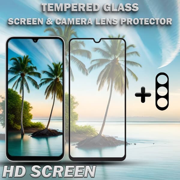 1-Pack SAMSUNG A24 5G Skärmskydd & 1-Pack linsskydd - Härdat Glas 9H - Super kvalitet 3D