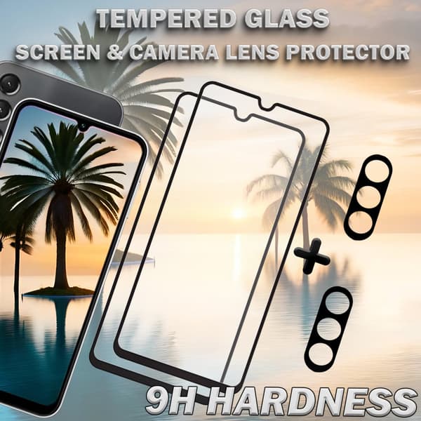 2-Pack SAMSUNG A24 5G Skärmskydd & 2-Pack linsskydd - Härdat Glas 9H - Super kvalitet 3D