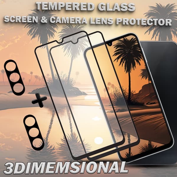 2-Pack SAMSUNG A24 5G Skärmskydd & 2-Pack linsskydd - Härdat Glas 9H - Super kvalitet 3D