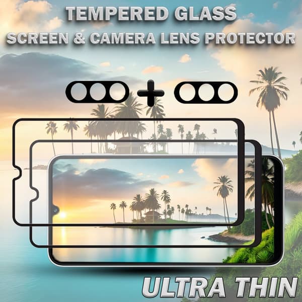 2-Pack SAMSUNG A24 5G Skärmskydd & 2-Pack linsskydd - Härdat Glas 9H - Super kvalitet 3D