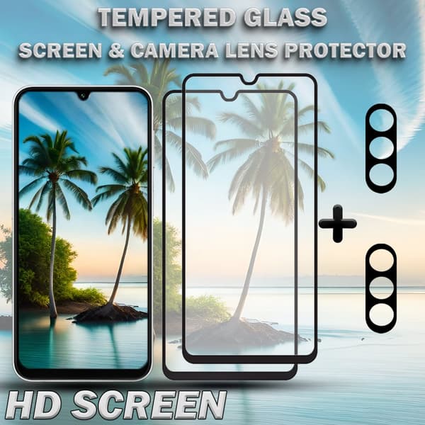 2-Pack SAMSUNG A24 5G Skärmskydd & 2-Pack linsskydd - Härdat Glas 9H - Super kvalitet 3D