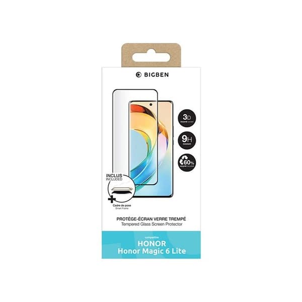 BigBen Connected 3D skärmskydd i härdat glas för Honor Magic 6 Lite Transparent + SmartFrame