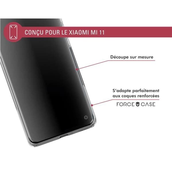 Skärmskydd - FORCE GLASS - Xiaomi Mi 11 5G - Organiskt glas - Repbeständig - 2.5D
