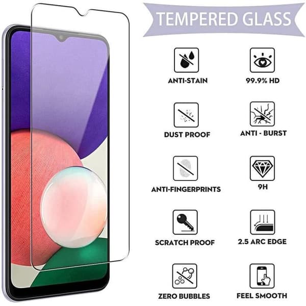 Fodral till Samsung Galaxy A22 5G + 3x härdat glas - genomskinligt fodral Skyddsglas skärmskydd härdat glas