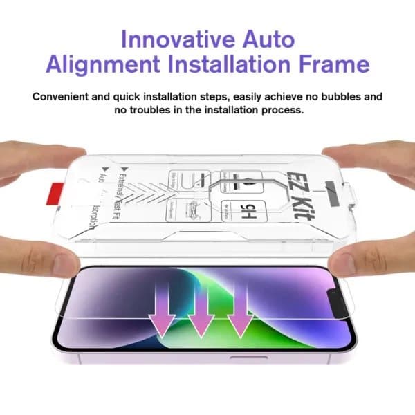 Easy Install iPhone 15 Skärmskydd HD Härdat Glas