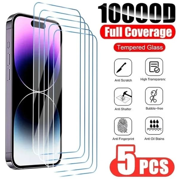 5-Pack iPhone 15 Kattava karkaistu lasin näytönsuoja HD