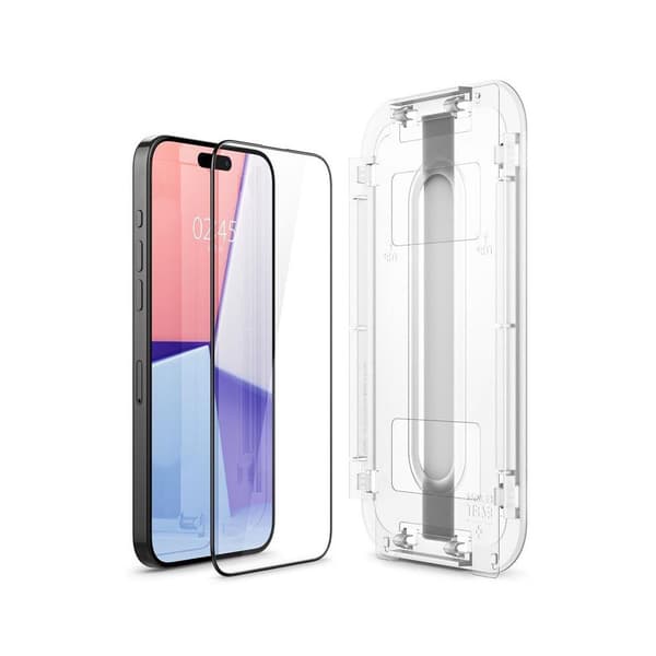 Spigen Glas.TR EZ Fit Härdat Skärmskydd till iPhone 15 Pro 2-pack - Svart Ram