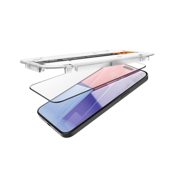 Spigen Glas.TR EZ Fit Tempered Screen Protector til iPhone 15 Pro 2-pack - Sort ramme