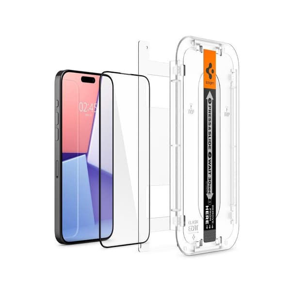 Spigen Glas.TR EZ Fit Härdat Skärmskydd till iPhone 15 Pro Max 2-pack - Svart Ram
