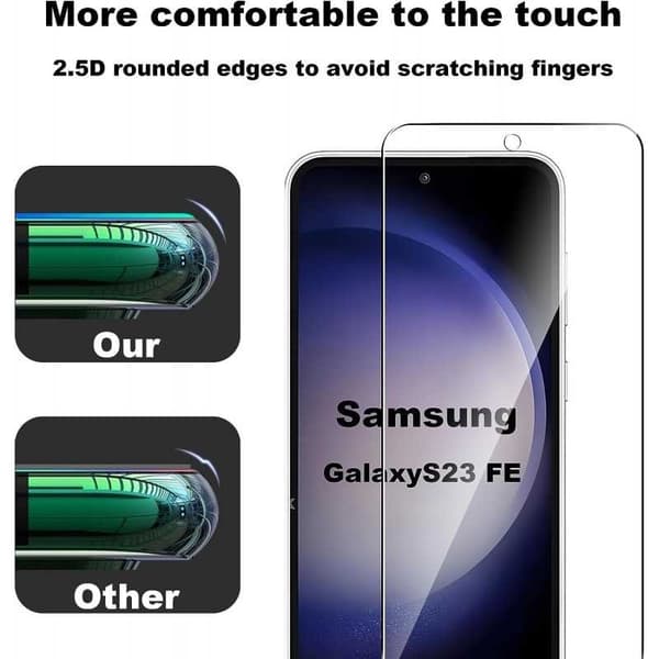 2-PACK Samsung S23 FE karkaistu lasi 0,26mm 2,5D 9H