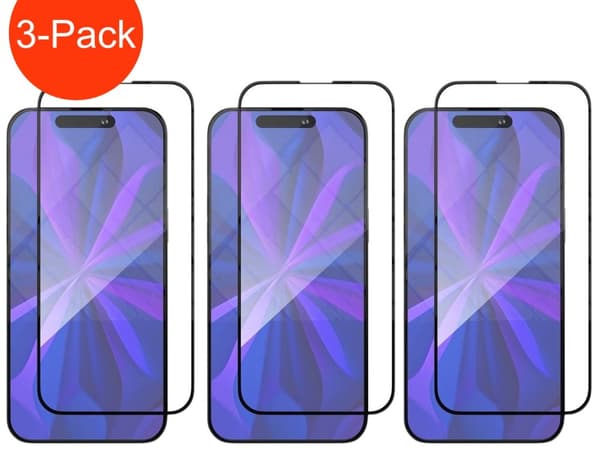 3-Pack - iPhone 15 Pro Hög Kvalitets Heltäckande Härdat Glas Skärmskydd