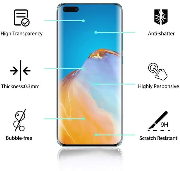 3x Lasikuori Huawei P40 Pro karkaistu kattaa koko näytön