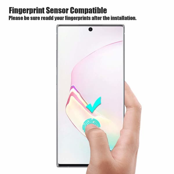 3x Koko näytön suojakalvo Samsung Note 10: lle muovisissa sormenjälkeissä