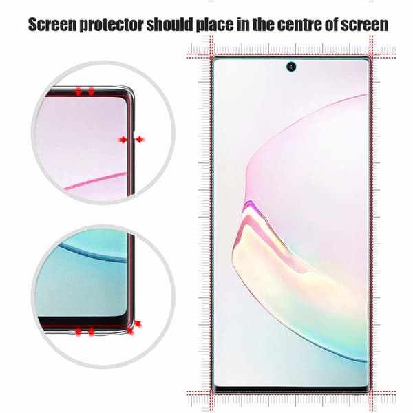3x Koko näytön suojakalvo Samsung Note 10: lle muovisissa sormenjälkeissä