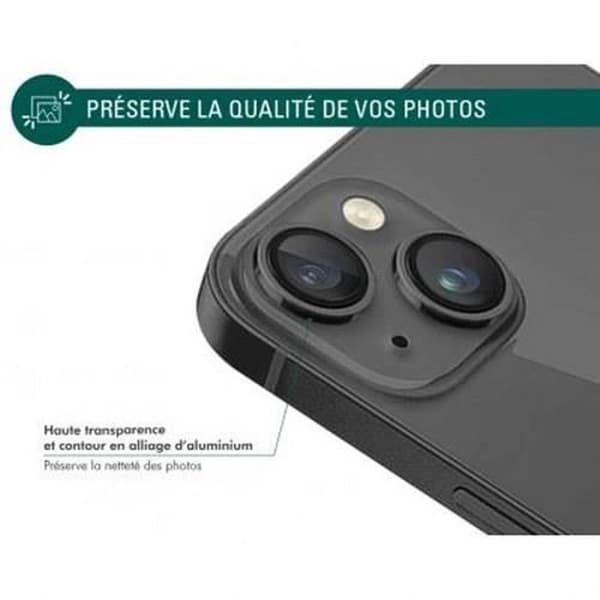 Kameralinsskydd för iPhone 15/15Plus - FORCE GLASS - Ultra-resistent 9H+ - Svart