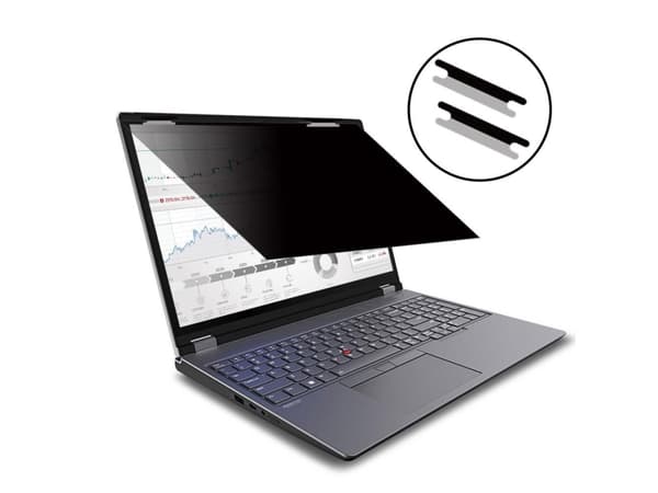 eSTUFF - Notebookpersonvernsfilter - 2-veis - avtakbar - flipkobling - 15.6" - svart
