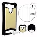 Miniatyrbild 3 av 4: Super Pack för Lenovo Z6 bakstycke i läderstil + 3 ultraresistenta och transparenta skyddsfilmer av härdat glas - GULD