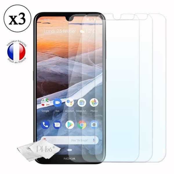 Super Pack för Nokia 3.2 Bakfodral i läderstil med anti-chock silikongelkonturer + 3 skärmskydd i glas