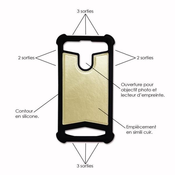 Super Pack för Archos Diamond Bakstycke i läderstil + 2 Ultra-resistenta och transparenta skyddsfilmer av härdat glas - GULD