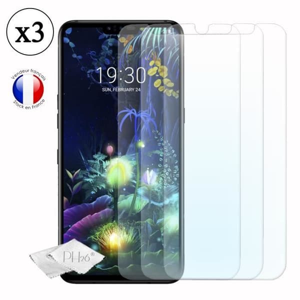 LG V50 ThinQ 5G Pack 3 skärmskydd i härdat glas med hög genomskinlighet, ultrabeständig, ultratunn, anti-märken,