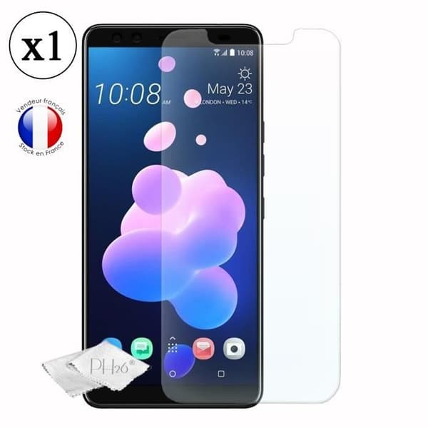 HTC U12+ Skärmskydd i härdat glas med hög transparens, ultrabeständig, ultratunn, anti-märken, enkel installation