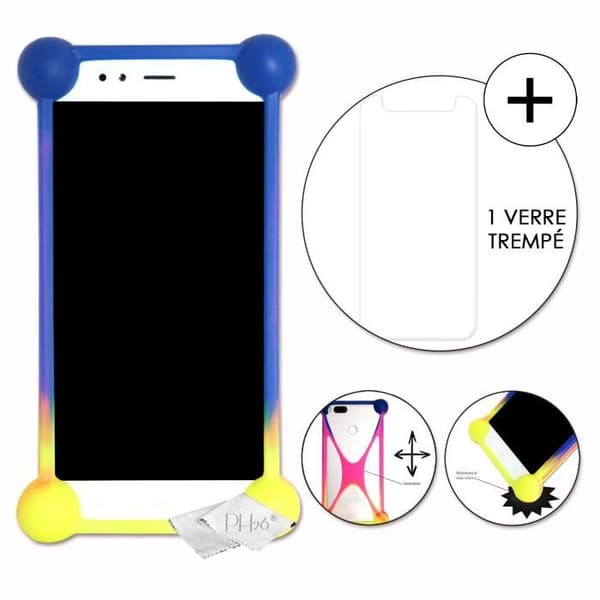 Super Pack för HTC Desire 20 Pro Stötsäkert Bumper Case för + 1 MAXIMAL Hårdhet Skyddande härdat glas - MULTICOLOR