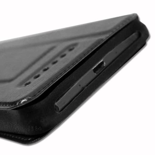 Super Pack-fodral för HTC U19e Extra Slim 2 Eco-läderfönster + 2 högtransparens skyddsglasögon SVART