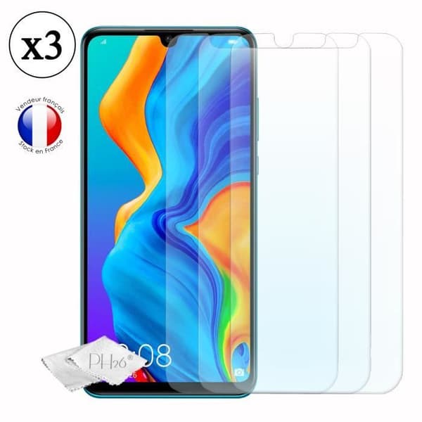 Huawei P30 lite Pack 3 skärmskydd i härdat glas med hög transparens, ultrabeständig, ultratunn, anti-märken,