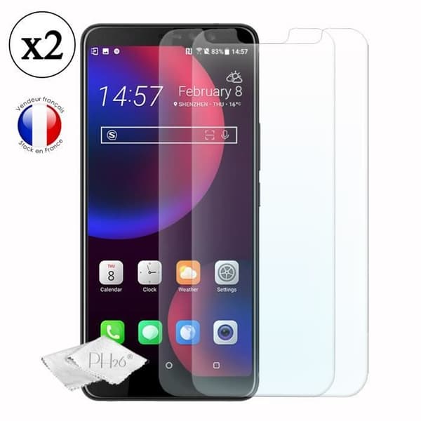 HTC U11 EYEs Pack 2 skärmskydd i härdat glas med hög genomskinlighet, ultrabeständig, ultratunn, anti-märken, installation