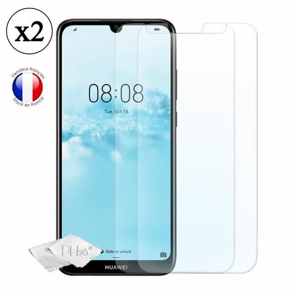 Huawei Y6 prime 2019 Pack 2 skärmskydd i härdat glas med hög genomskinlighet, ultraresistent, ultratunt, anti