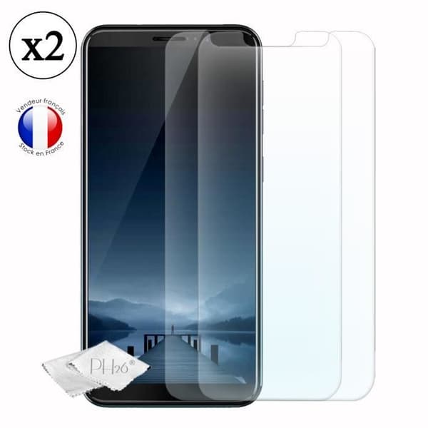 Pack 2 skärmskydd i härdat glas med hög transparens, ultrabeständig, ultratunn, antispårkompatibel för