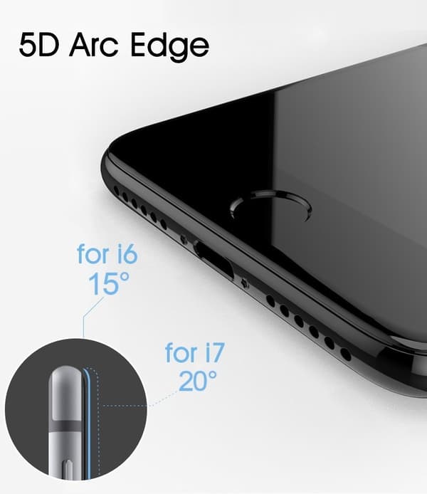 3x Herdet glassdeksel iPhone 6/7/8 Plus 5D dekker fullskjerm svart