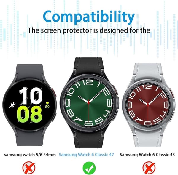 2x Skjermbeskytter for herdet glass til Samsung Galaxy Watch 47mm