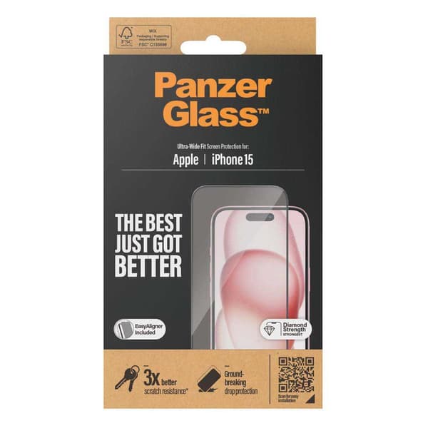 Panzer Glass Iphone 15 Skærmbeskytter Transparent