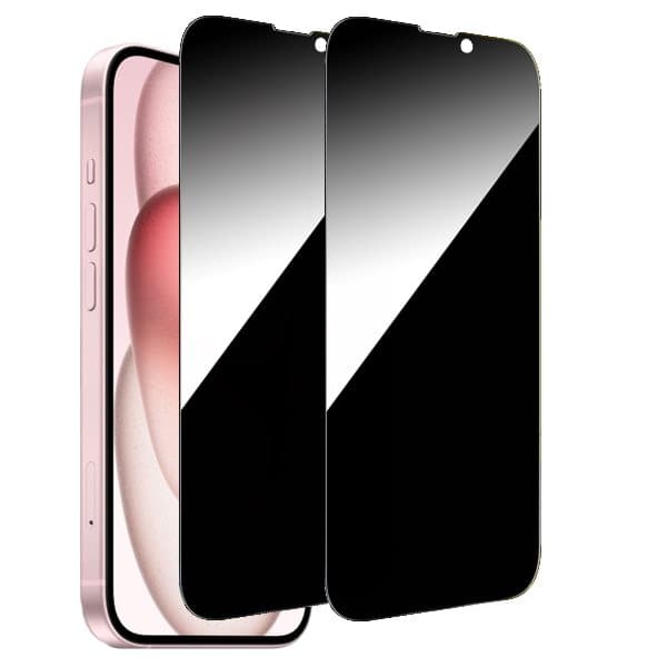 2-Pack iPhone 15 Sekretessskärmskydd - Härdat Glas, Anti-Spy Privat Skydd