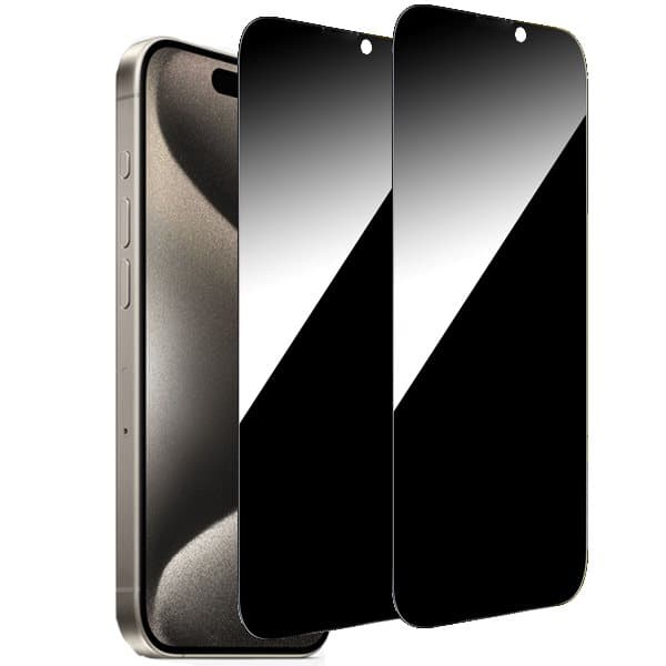 2-Pack iPhone 15 Pro Sekretessskärmskydd - Härdat Glas, Anti-Spy Privat Skydd