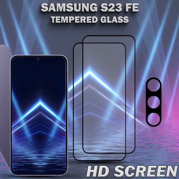 2-Pack SAMSUNG S23 FE Skärmskydd & 1-Pack linsskydd - Härdat Glas 9H - Super kvalitet 3D