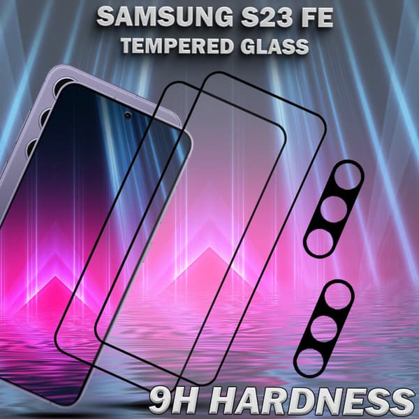 2-Pack SAMSUNG S23 FE Skärmskydd & 2-Pack linsskydd - Härdat Glas 9H - Super kvalitet 3D