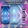 Miniatyrbild 1 av 5: 2-Pack SAMSUNG S23 FE Skärmskydd & 2-Pack linsskydd - Härdat Glas 9H - Super kvalitet 3D