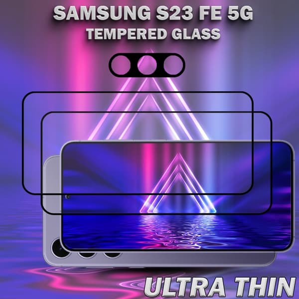2-Pack SAMSUNG S23 FE 5G Skärmskydd & 1-Pack linsskydd - Härdat Glas 9H - Super kvalitet 3D
