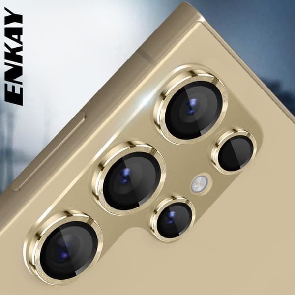 Kameraskydd - ENKAY - Samsung Galaxy S24 Ultra - 9H härdat glas - Reptålig - Guld