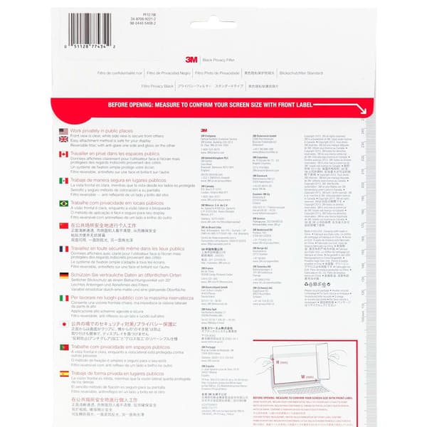 3m Pf121w Privacy Filter Black 30.7 Cm 12.1´´ 16:10 Näytönsuoja Kirkas