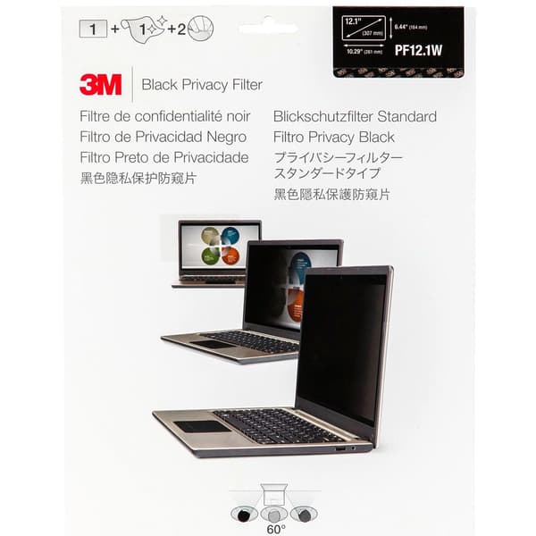 3m Pf121w Privacy Filter Black 30.7 Cm 12.1´´ 16:10 Näytönsuoja Kirkas musta, Läpikuultava