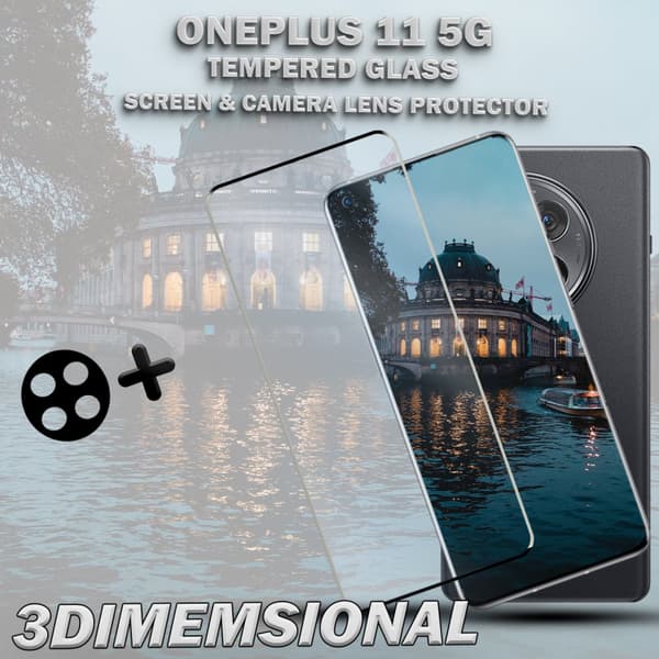 1-Pack ONEPLUS 11 5G Skärmskydd & 1-Pack linsskydd - Härdat Glas 9H - Super kvalitet 3D