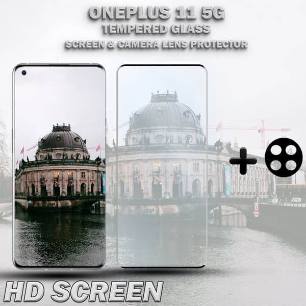 1-Pack ONEPLUS 11 5G Skärmskydd & 1-Pack linsskydd - Härdat Glas 9H - Super kvalitet 3D