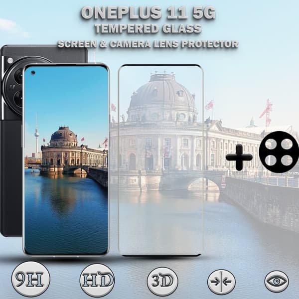 1-Pack ONEPLUS 11 5G Skärmskydd & 1-Pack linsskydd - Härdat Glas 9H - Super kvalitet 3D